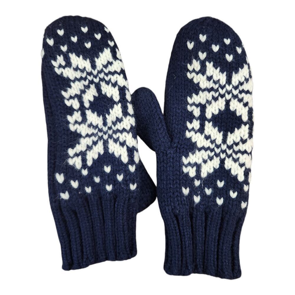 Berkshire Fashion kids knitted mittens blue and white